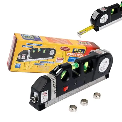 VortecSys Laser Level Line Tool, Standard Cross Line Laser Leveler Beam Tool with Metric Rulers 8ft/2.5M, Multipurpose Laser Level Kit for Flooring & Tile Installation